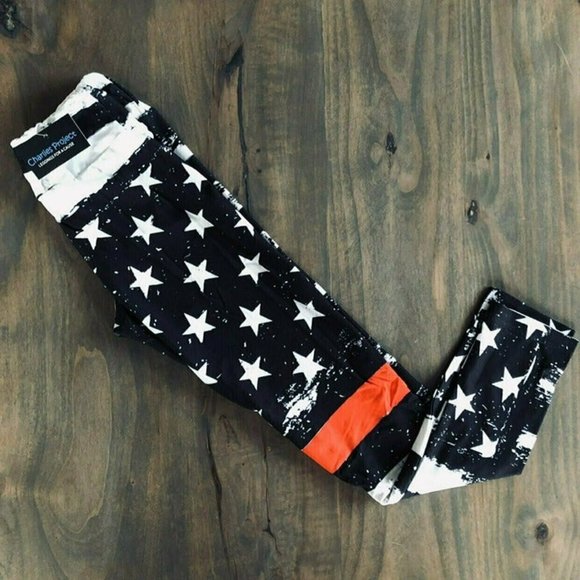 Girl 10- Adult S Firefighter Red Line Leggings - Picture 2 of 2